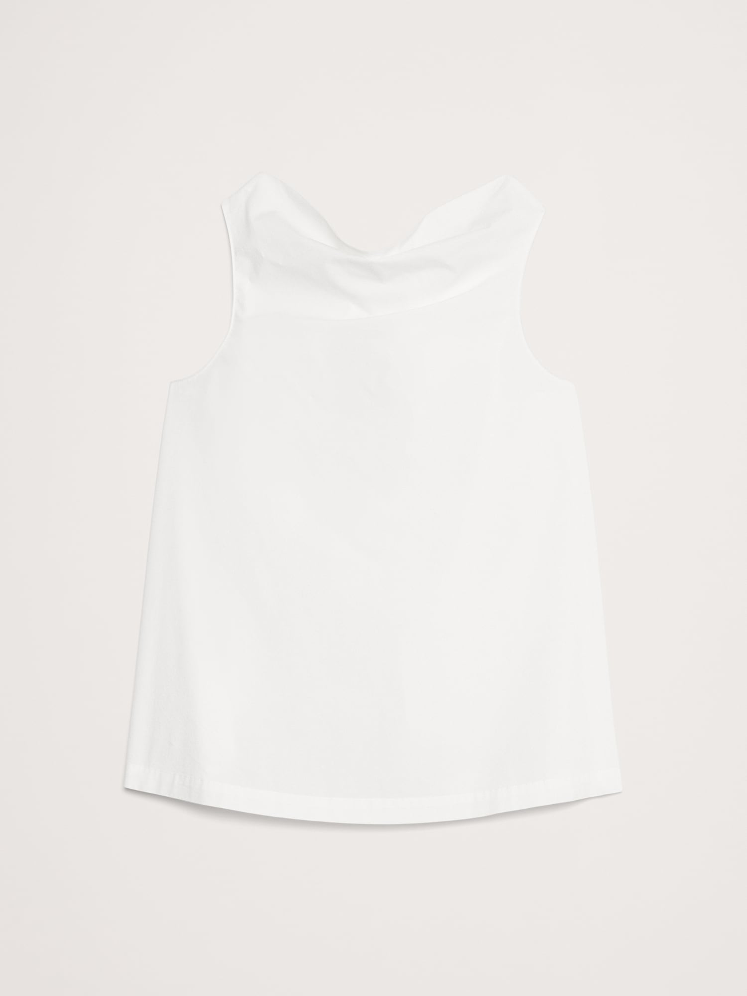 Poplin Cowl-Neck Open-Back Top