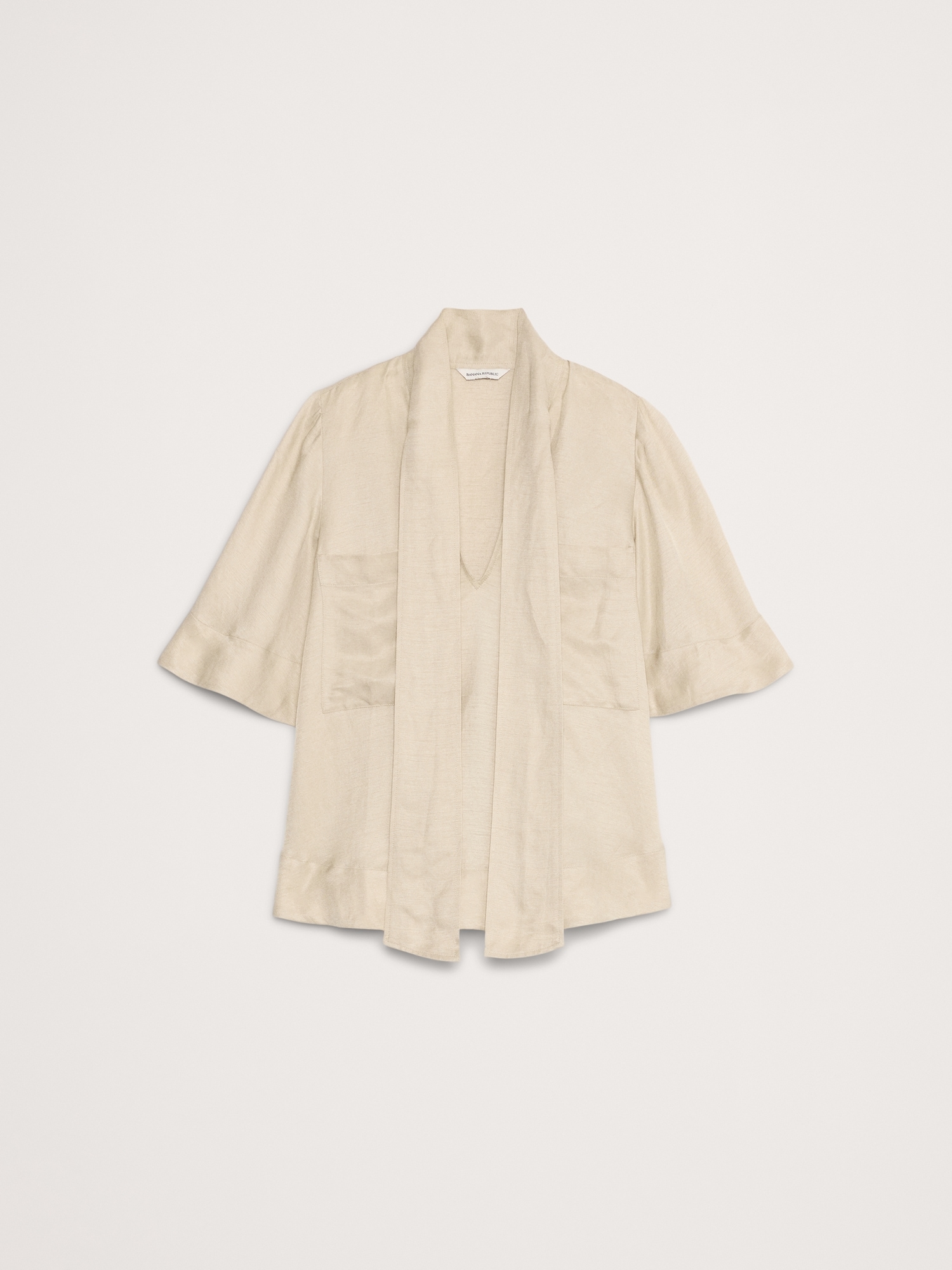 Viscose-Linen Tie-Neck Top