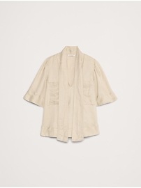 Viscose-Linen Tie-Neck Top