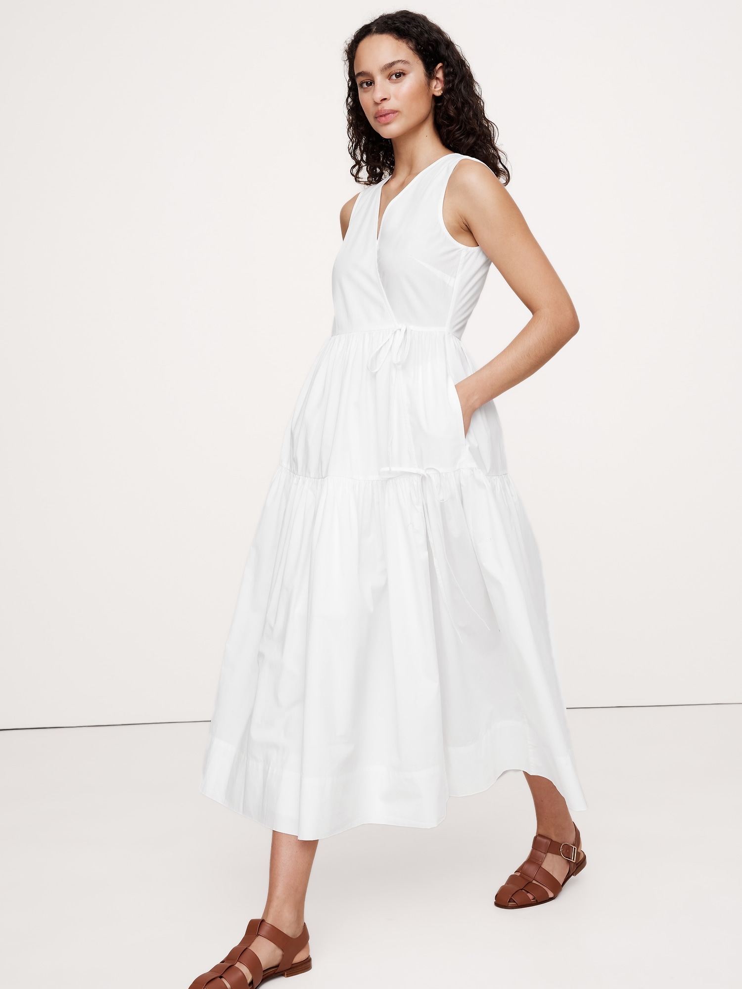 Cotton Poplin Wrap Maxi Dress