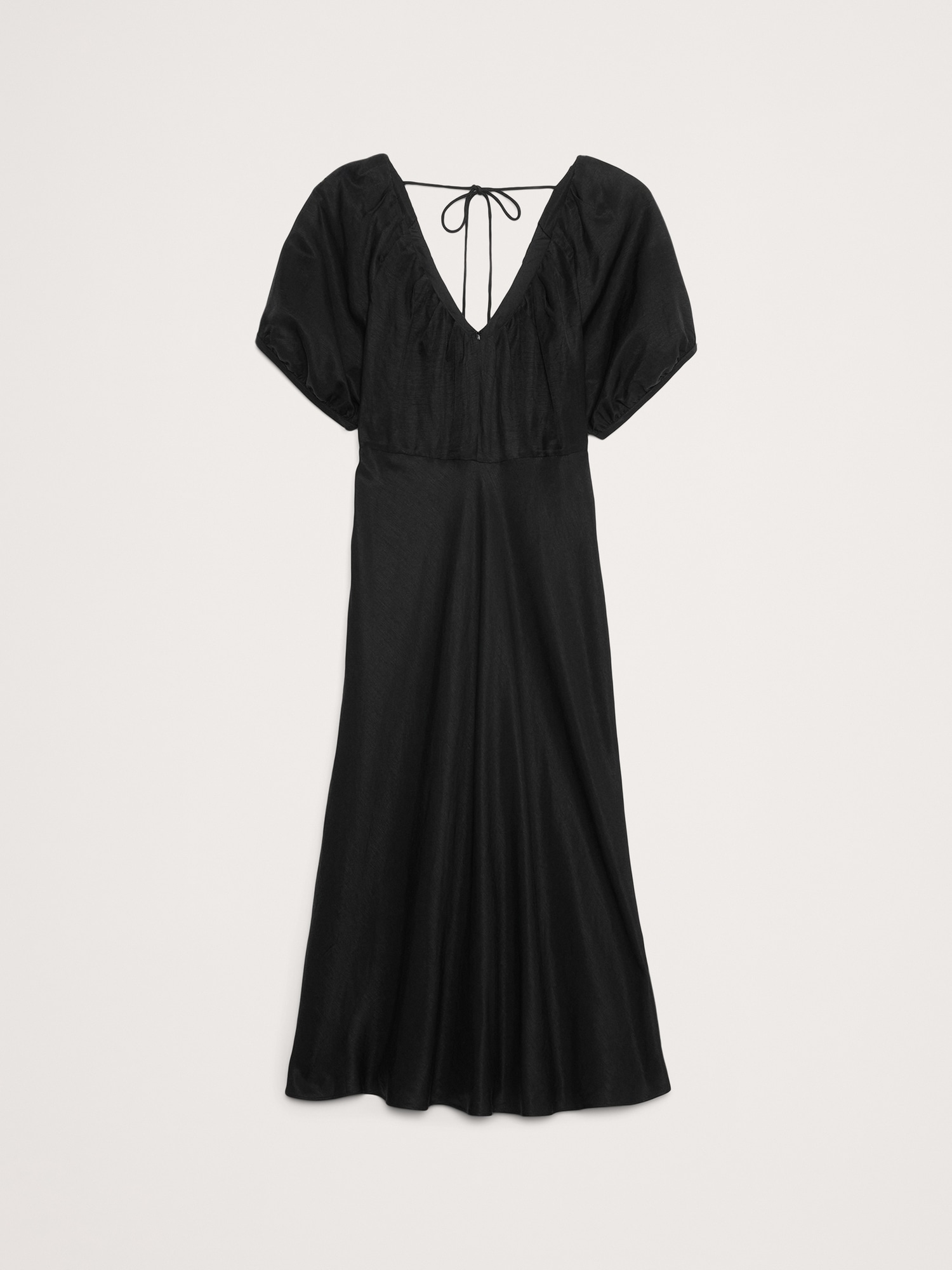 Viscose-Linen Ruched Midi Dress