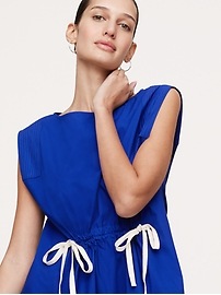 Cotton Poplin Cinch-Waist Mini Dress