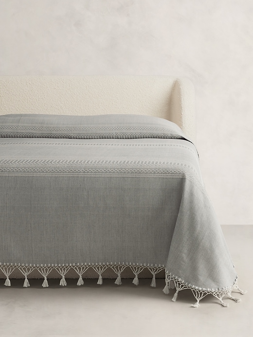 Tasseled-Fringe Cotton Coverlet