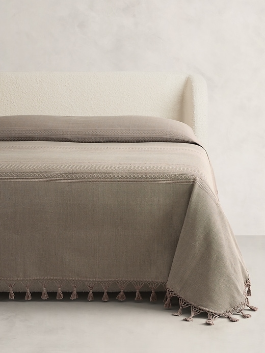 Tasseled-Fringe Cotton Coverlet