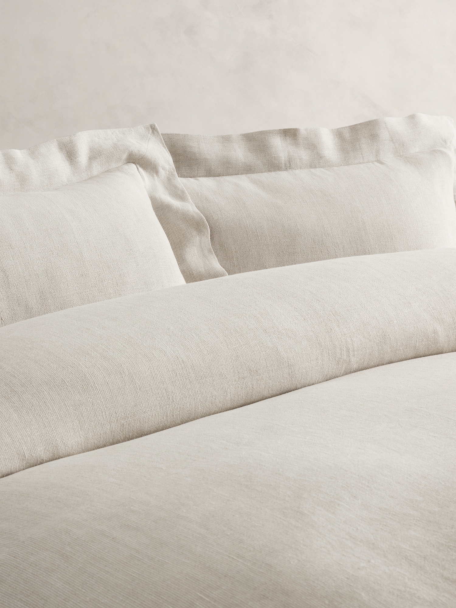 Textured-Stripe Linen Duvet Cover