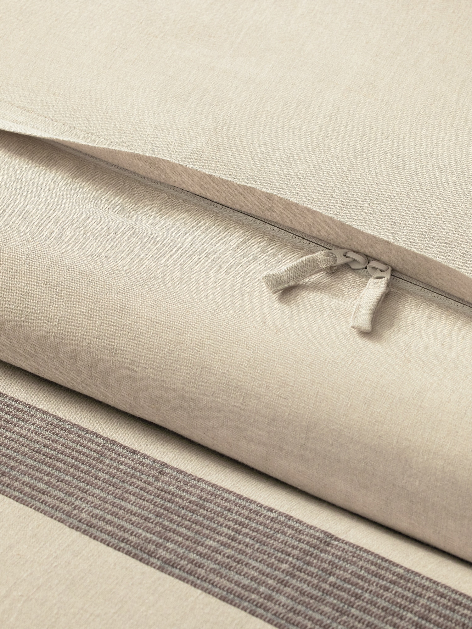 Corded-Stripe Linen Duvet Cover