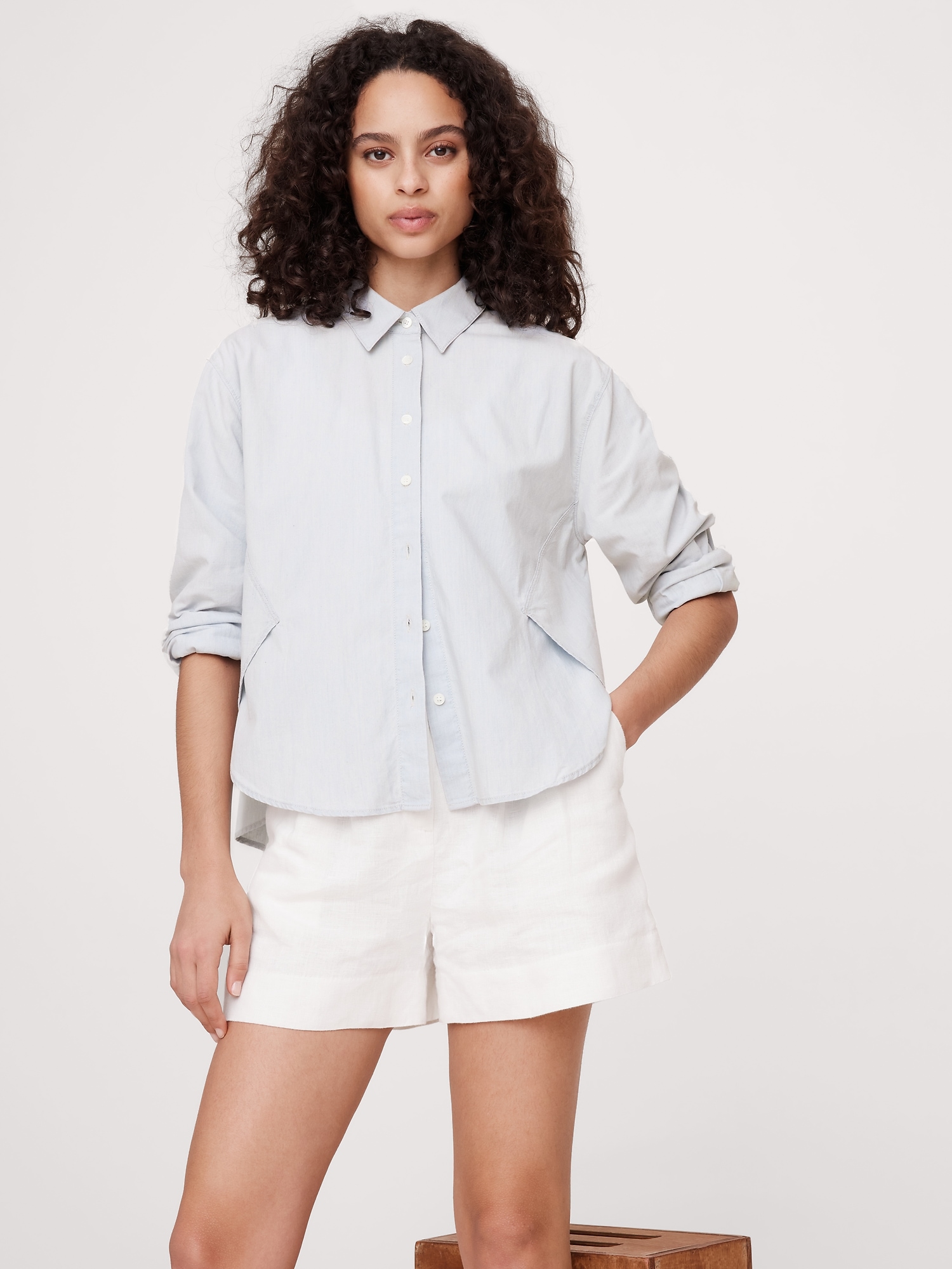 Oversized Chambray Side-Split Shirt