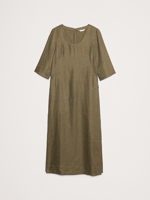 Linen Scoop-Neck Maxi Dress | Banana Republic