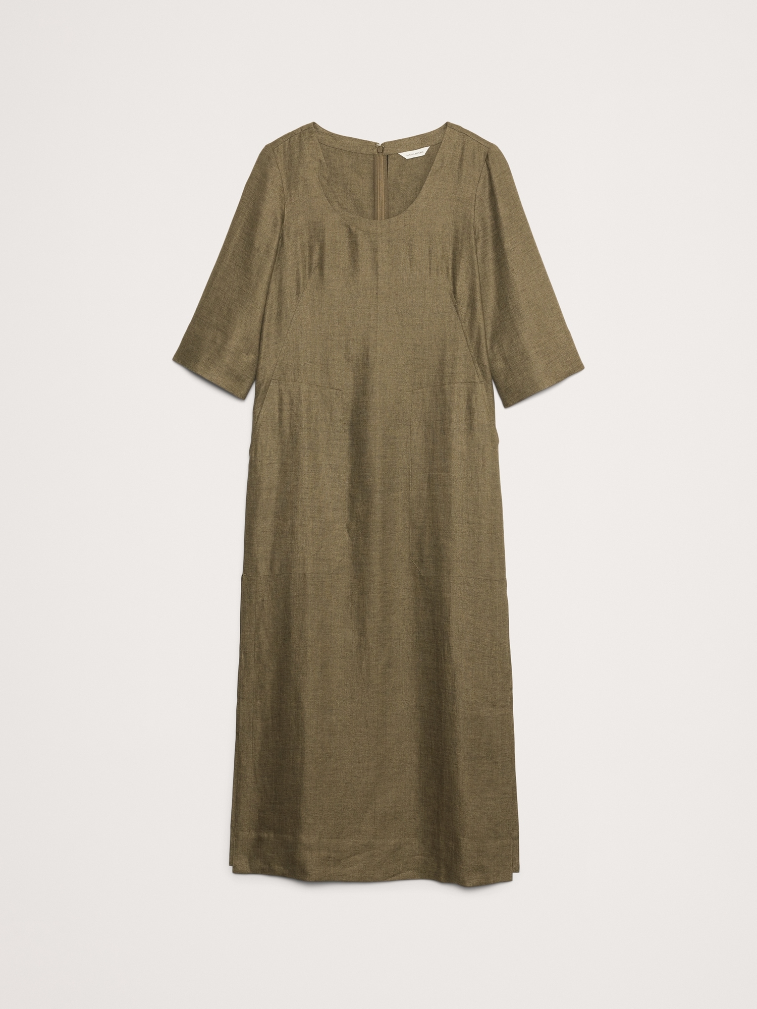 Linen Scoop-Neck Maxi Dress