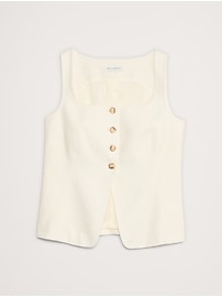 Linen Square-Neck Long Vest