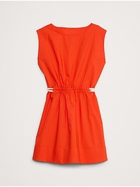 Cotton Poplin Cinch-Waist Mini Dress
