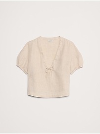 Linen Tie-Front V-Neck Top