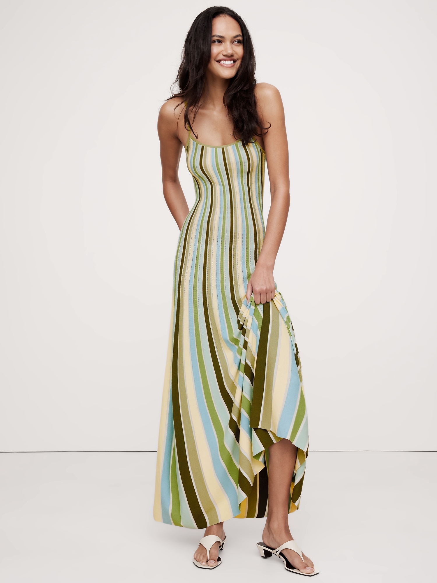 Sculpted Stripe Maxi Dress