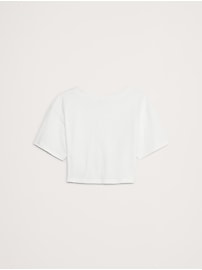 Cotton Cropped Keyhole-Back Top