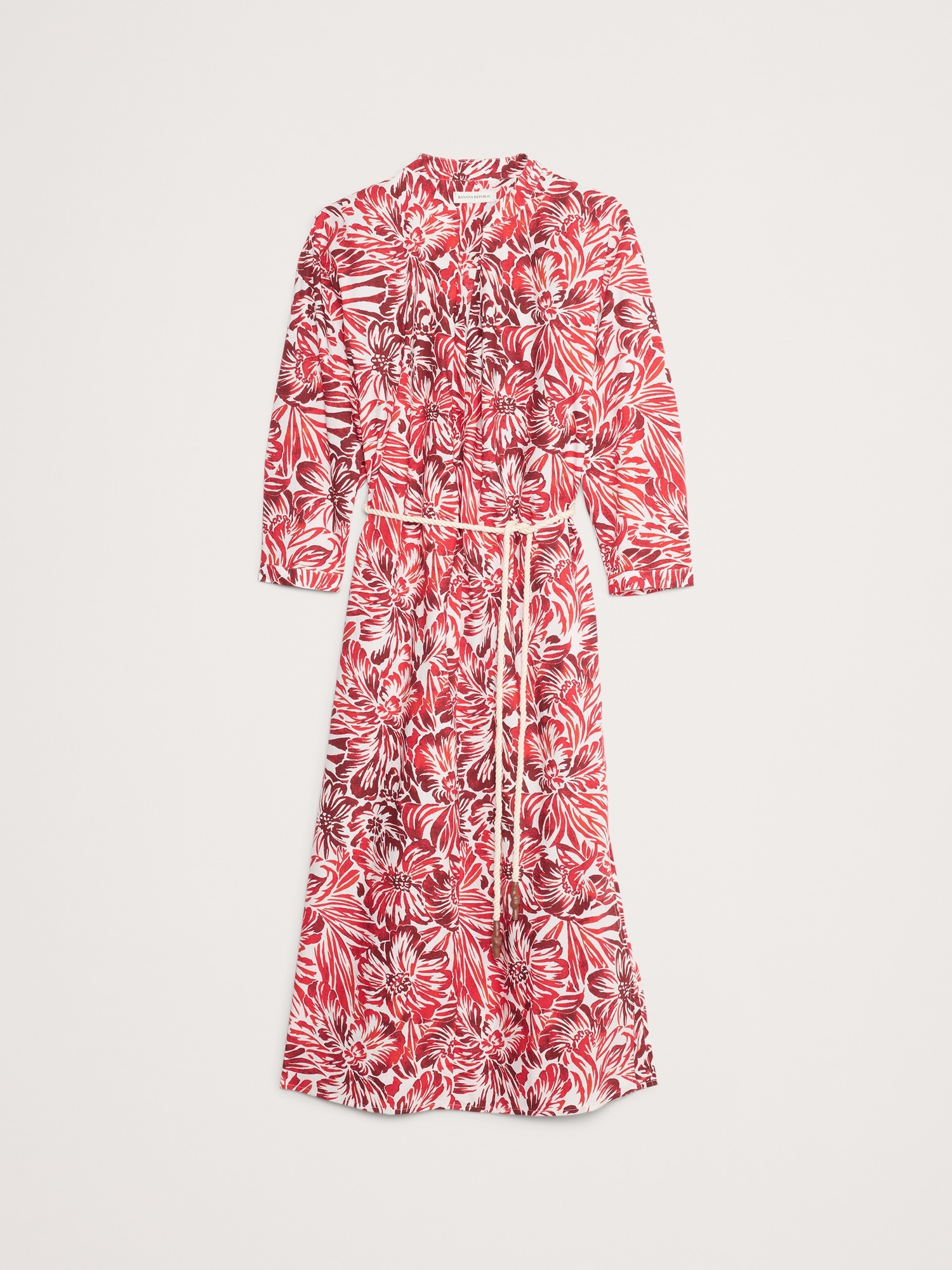 Cotton Poplin Split-Neck Shirt Dress