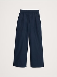 Wide-Leg Pull-On Cotton Poplin Ankle Pant