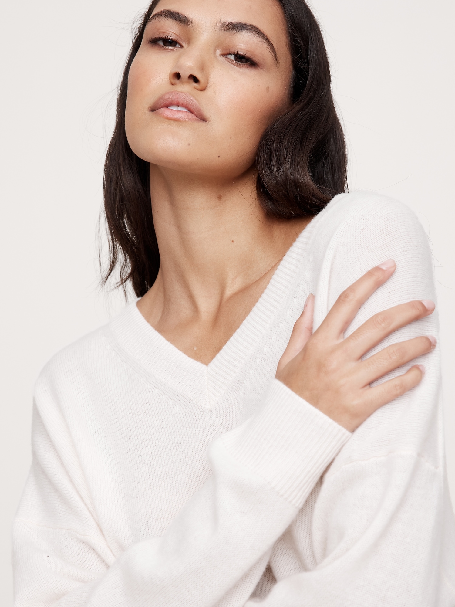 Oversized Lightweight Cashmere V-Neck Sweater