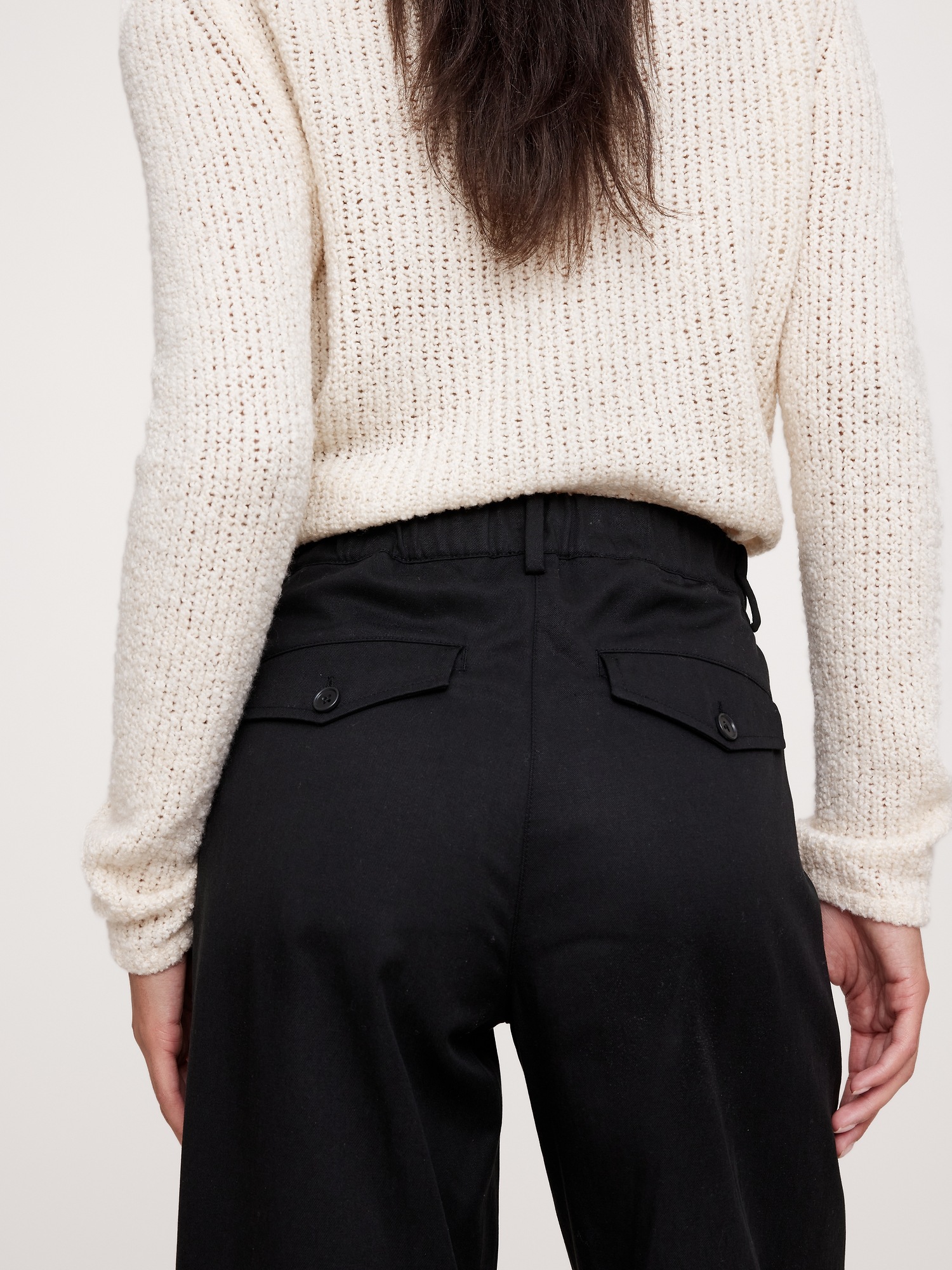 Женские брюки Banana Republic The Everyday Wide-Leg Pant in Tencel™-Cotton, цвет: Чёрный — фото 5