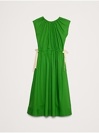 Poplin Tie-Waist Midi Dress