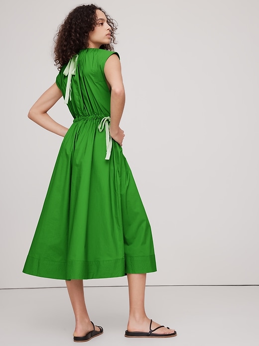 Cotton Poplin Tie-Waist Midi Dress | Banana Republic