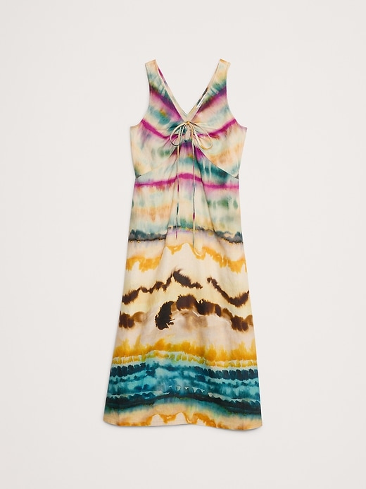 Linen Keyhole Midi Dress | Banana Republic