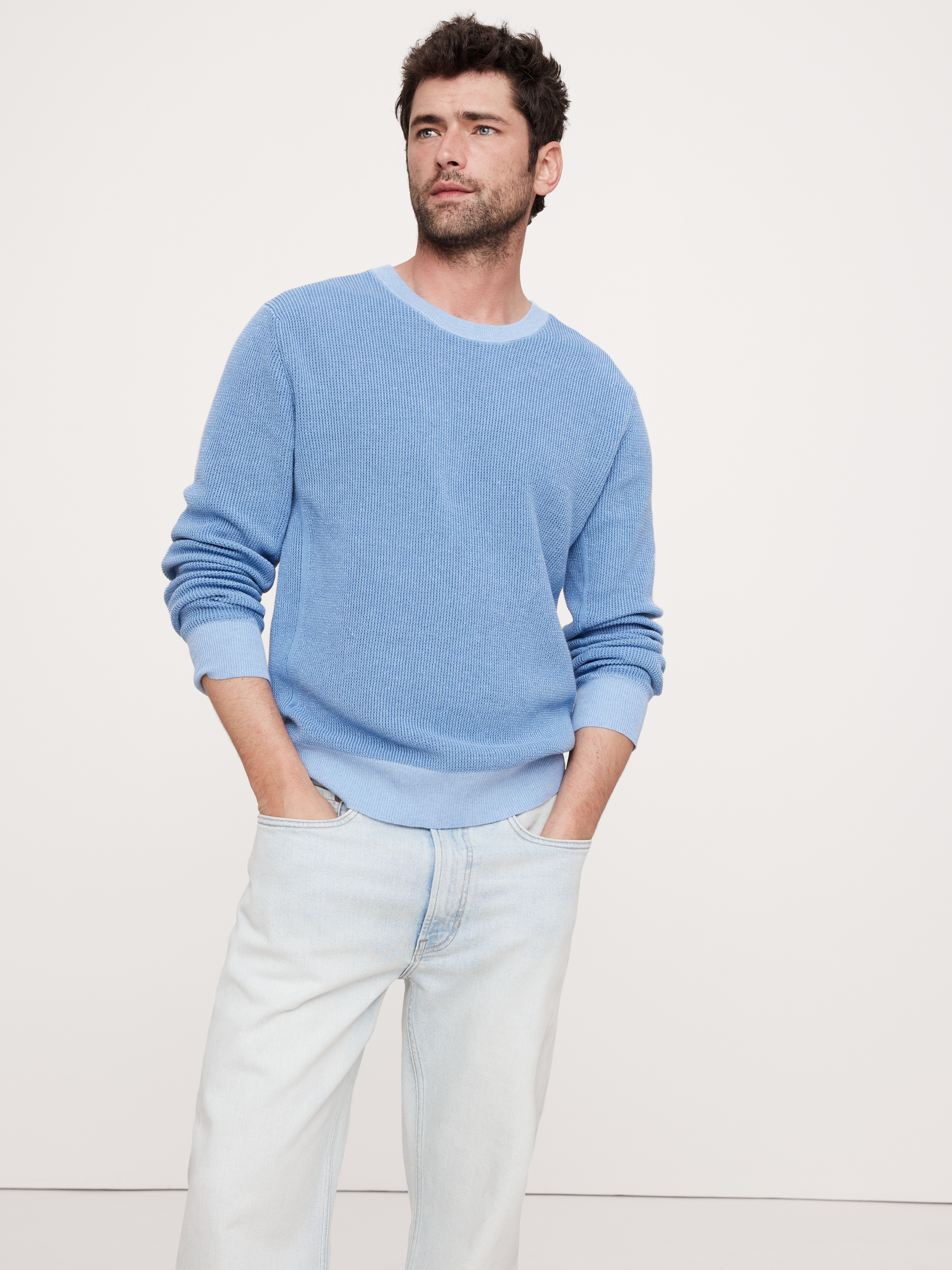 トップス WIND&SEA COTTON WAFFLE SWEATER L Linen-Cotton Waffle-Knit Sweater | Banana Republic