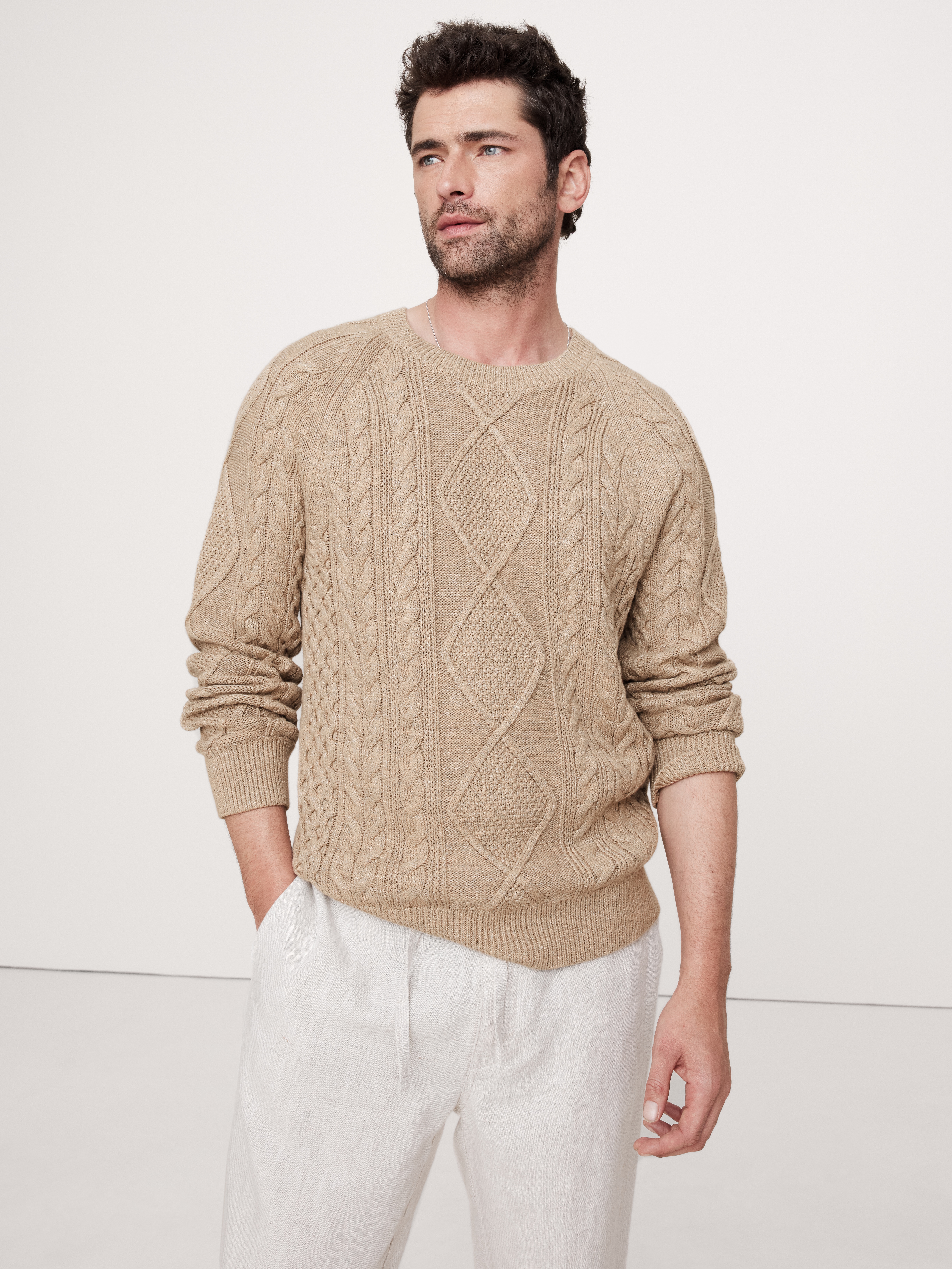 トップス Cristseya 24ss Linen cable knit sweater Cristaseya 