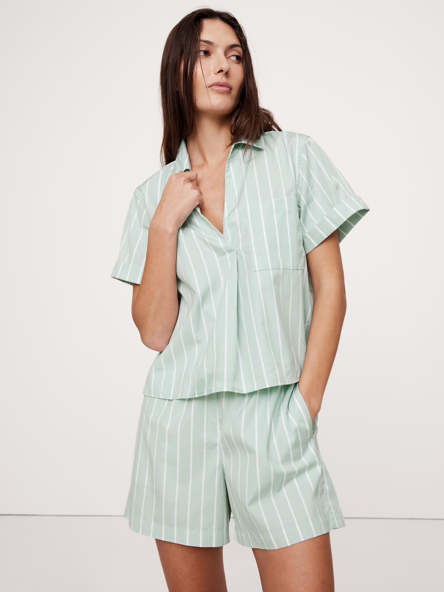 Poplin Cropped Popover Shirt