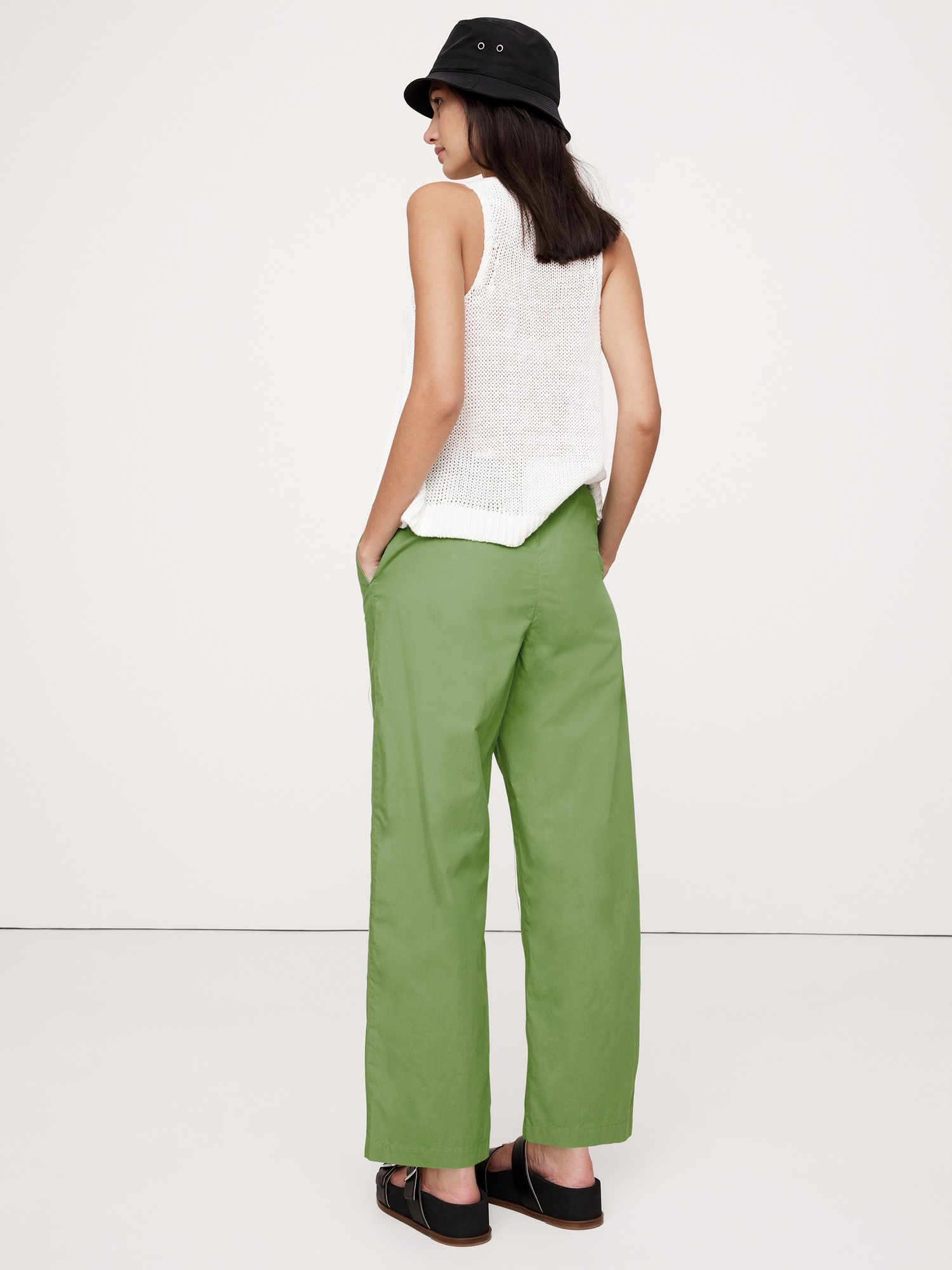 Cotton Poplin Pull-On Pant