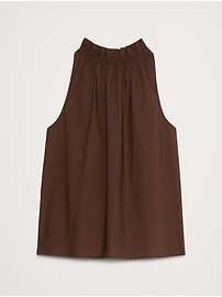 Cotton Poplin Ruche-Neck Top