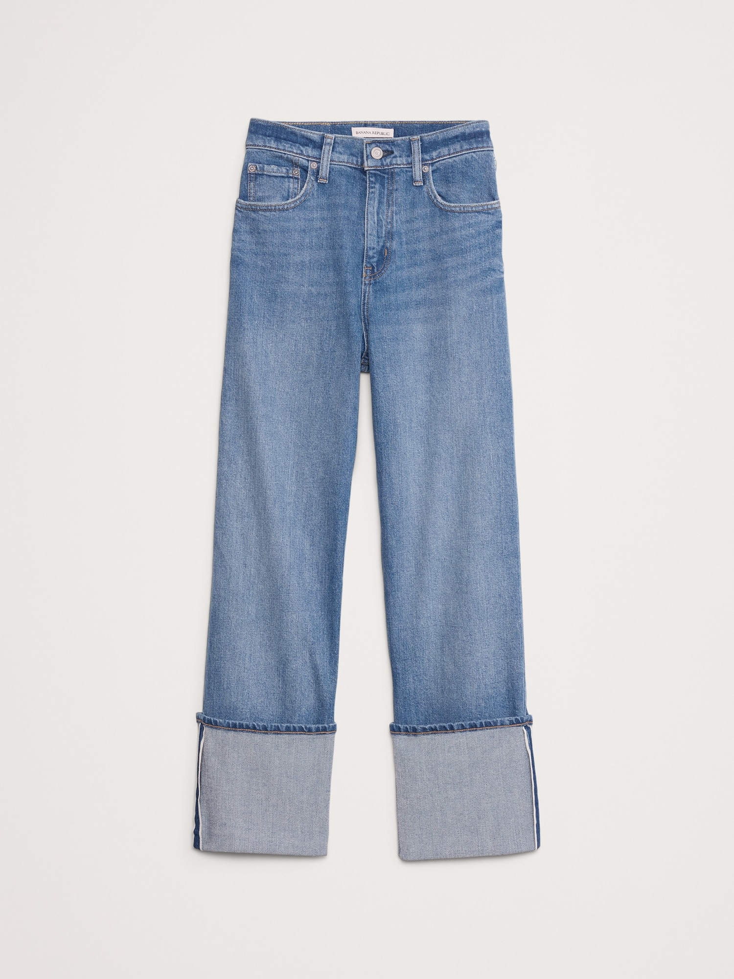 High-Rise Straight Selvedge Cuffed Jean