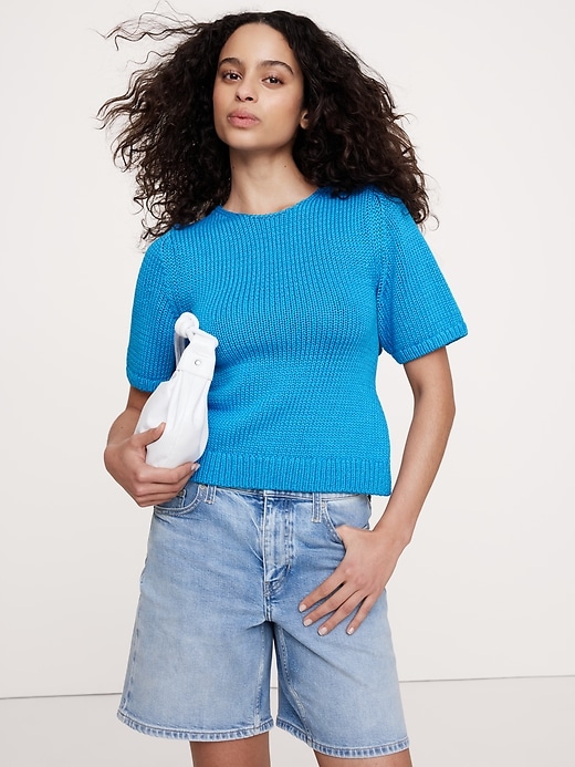 Cotton Open-Back Sweater Top