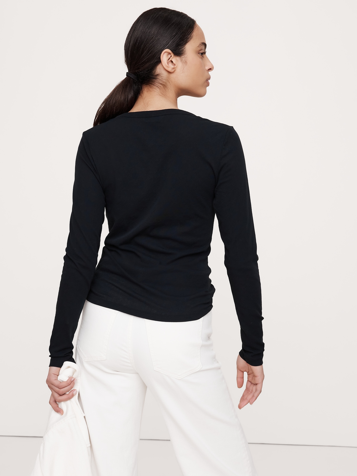 Airy Cotton Crepe Henley