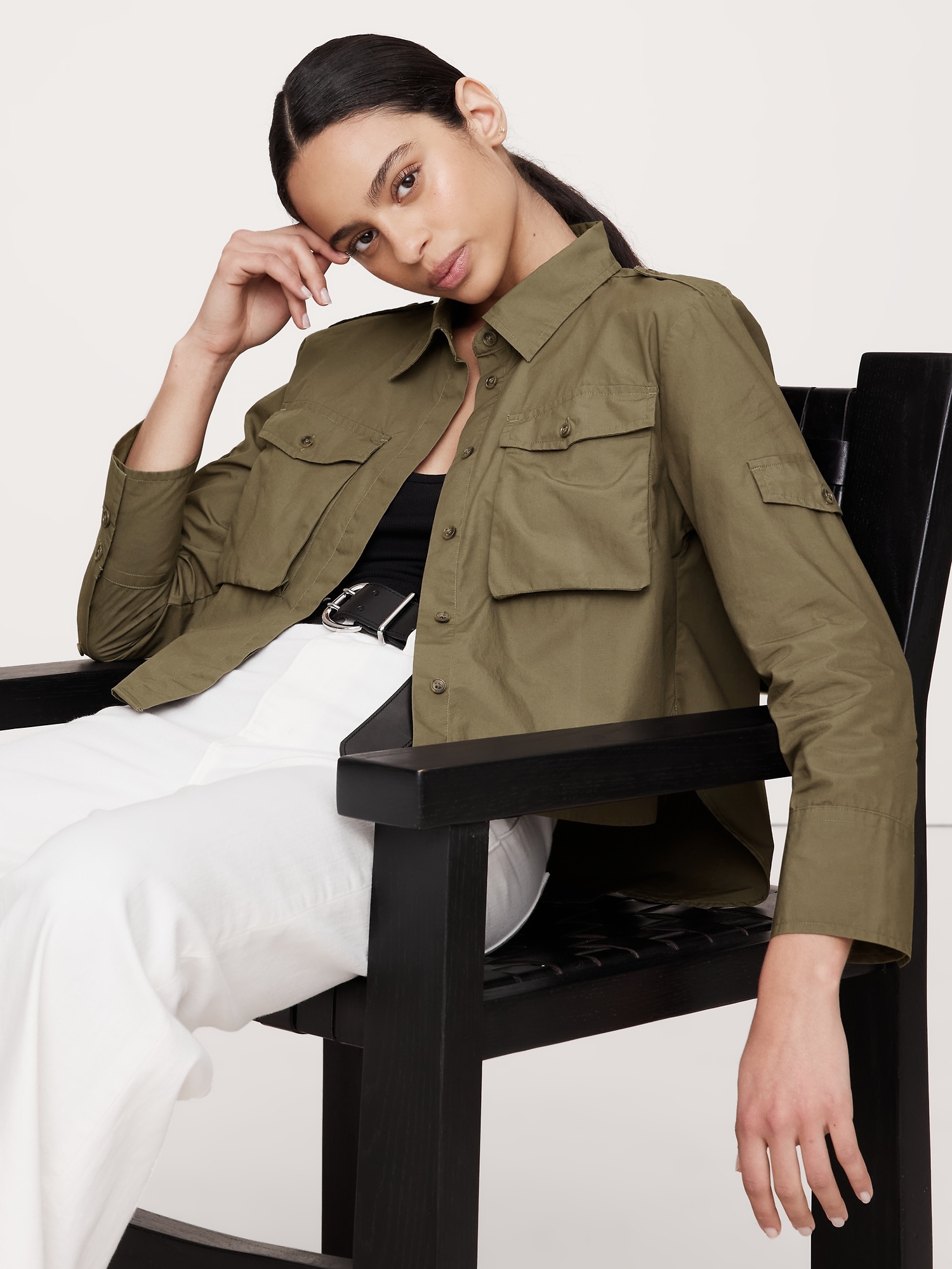 Relaxed Poplin Utility Shirt