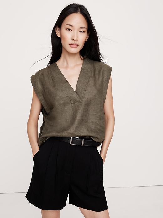GIN-WB5CPT7289V BLACK SUEDE V-NECK TOP
