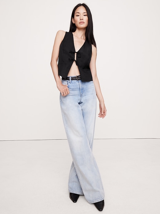 Viscose-Linen Tie Vest