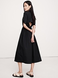 Cotton Poplin Open-Back Shirt Dress