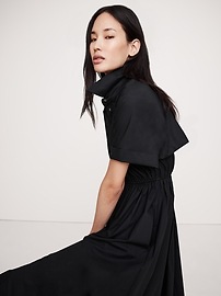 Cotton Poplin Open-Back Shirt Dress