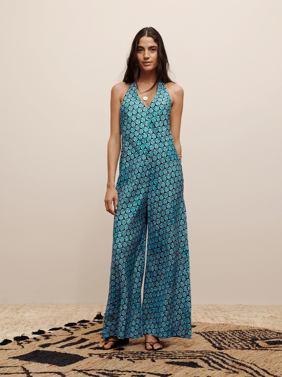 Image number 2 showing, The White Lotus Viscose-Linen Halter Jumpsuit