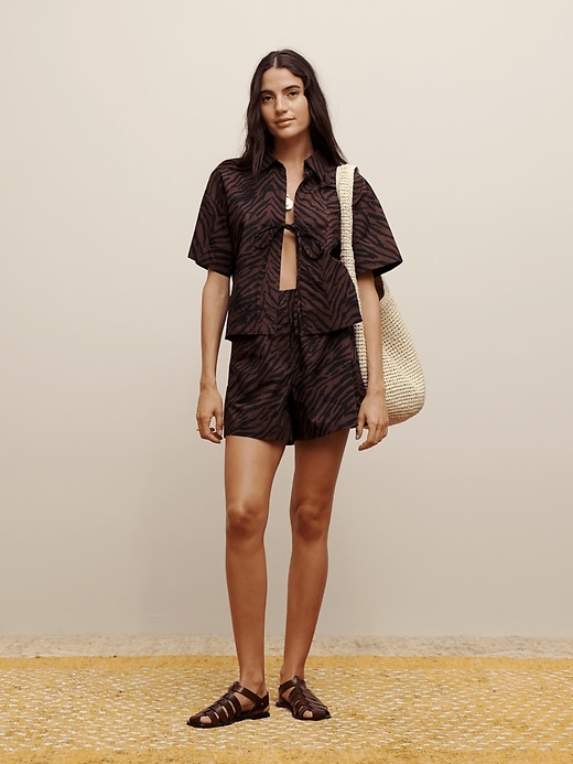 The White Lotus Poplin Tie-Front Shirt | Banana Republic
