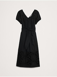 Embroidered Cotton Poplin Ruched Dress