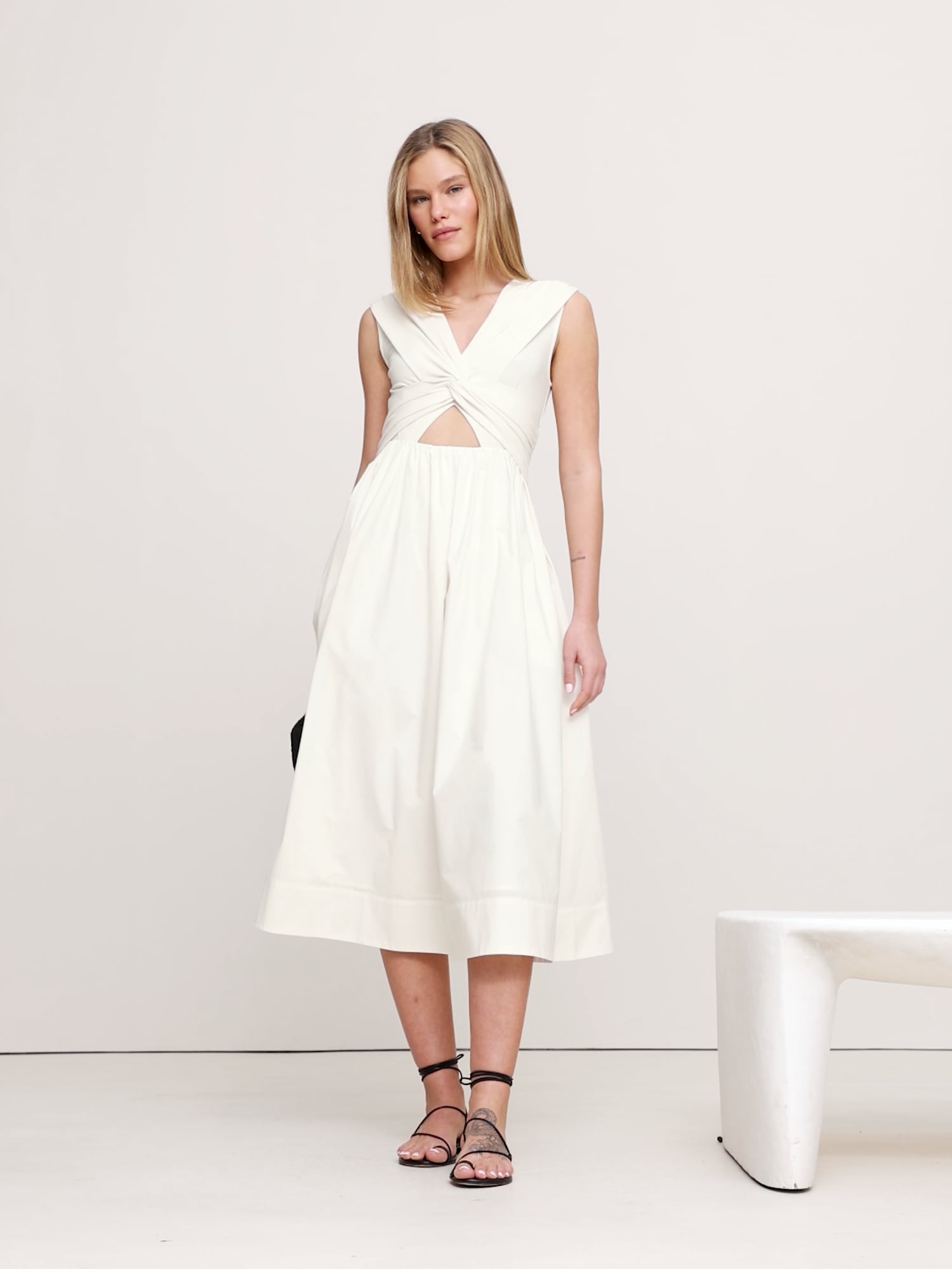 Image number 2 showing, Mixed-Media Cut-Out Midi Dress