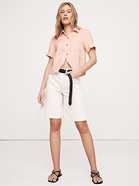Boxy Linen Short-Sleeve Shirt