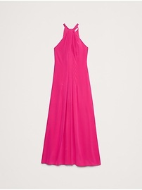 Matte Silk Halter Maxi Dress