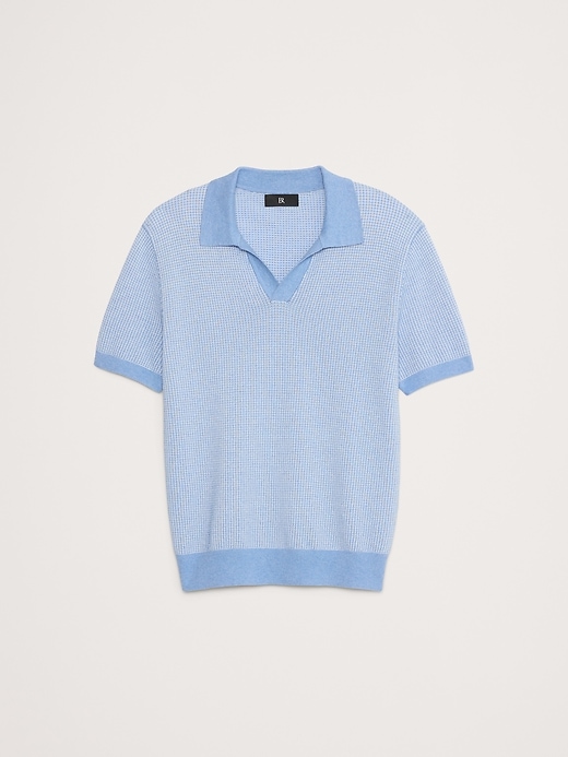 Cotton-Linen Johnny-Collar Sweater Polo | Banana Republic
