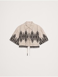 Linen Tie-Front Cropped Shirt