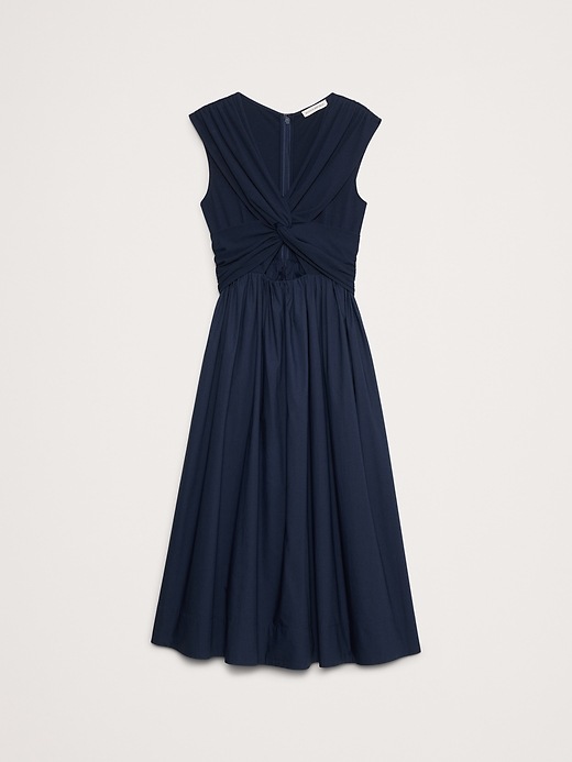Mixed-Media Cut-Out Midi Dress | Banana Republic