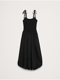 Mixed Media Bubble-Hem Maxi Dress