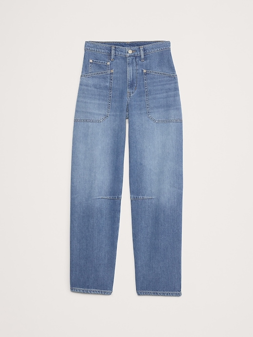 Mid-Rise Relaxed Utility Barrel Jean Banana Republic