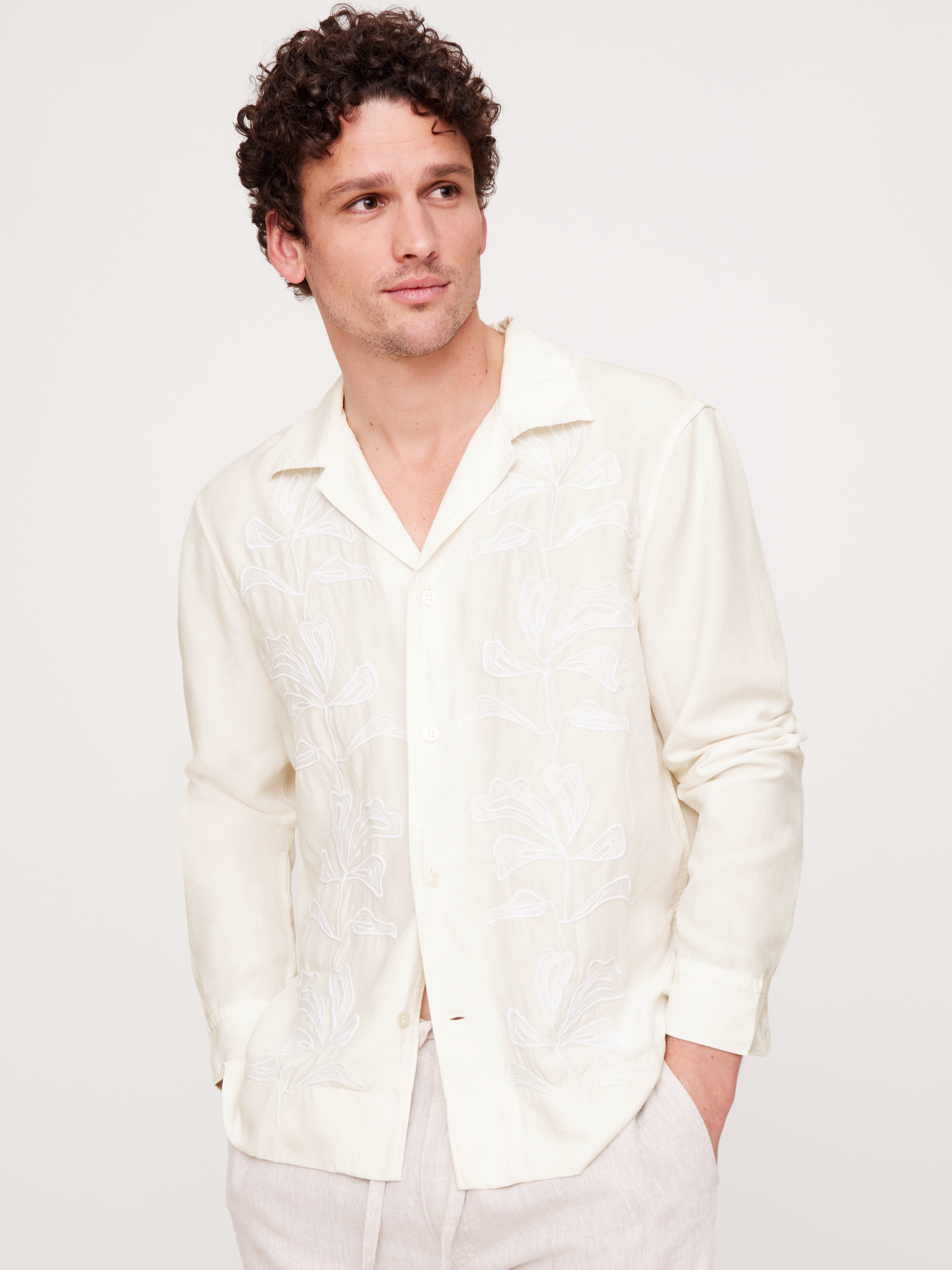 【BAON】[unisex] Reno Linen Long Sleeve Tee - Linen 100 100% Linen Tee Trendy Long Sleeve Shirt Handmade Natural